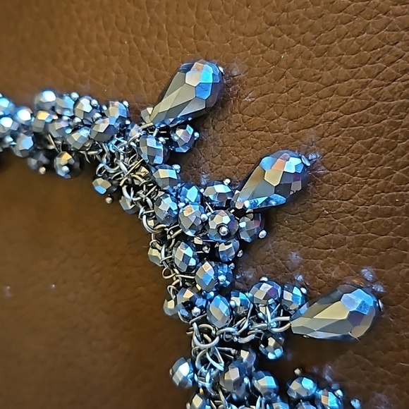 VTG Silver Mirror Crystal Cluster Bead Chainmaille Formal Castlecore Necklace - Picture 5 of 8